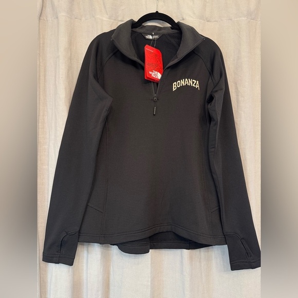 The North Face Tops - North Face Black Mountain Peaks Quarter Zip Pullover Fleece Womens Sz M w/ Logo